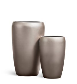 Кашпо TREEZ Effectory - Metal - Высокий округлый конус - Лаковое тёмное серебро