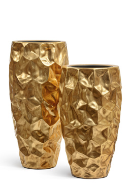 Кашпо TREEZ Effectory - Metal - Высокий округлый конус Design Crumple - Сусальное золото