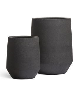 Кашпо TREEZ ERGO - Hard Rock - Высокая трапециевидная чаша - Чёрный песок
