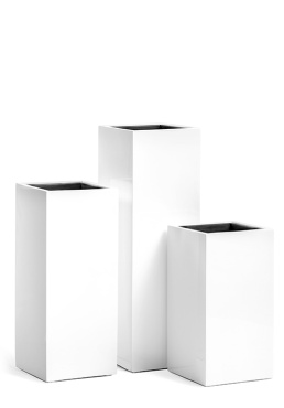 Кашпо TREEZ Effectory - Gloss - Высокий куб - Белый глянцевый лак