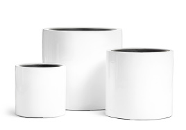 Кашпо TREEZ Effectory - Gloss - Цилиндр - Белый глянцевый лак