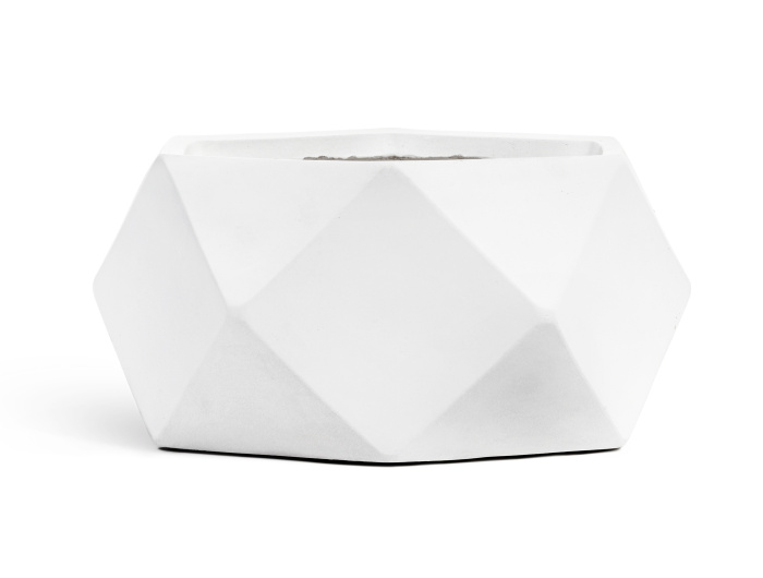 Кашпо TREEZ ERGO - Rombo - Низкая чаша-многогранник - Белый камень фото