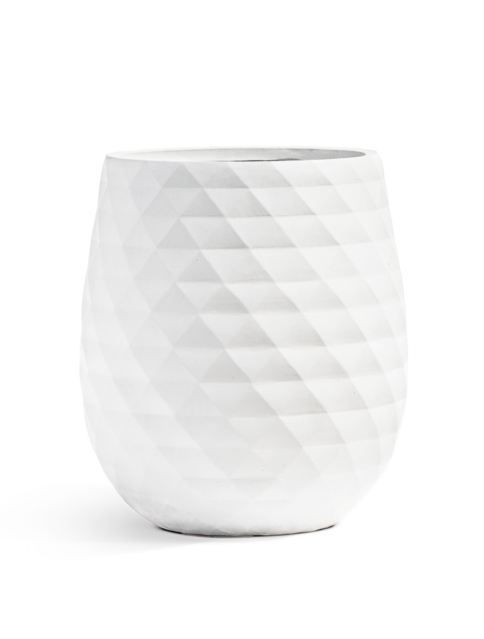 Кашпо TREEZ ERGO - Diamond - Округлая чаша - Белый камень фото