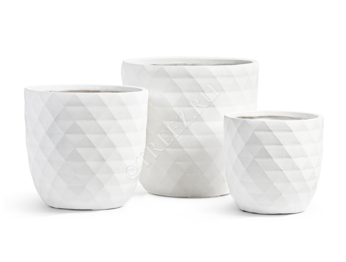 Кашпо TREEZ ERGO - Diamond - Чаша-конус - Белый камень фото