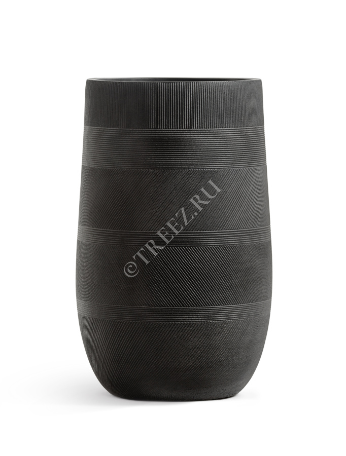 Кашпо TREEZ ERGO - Graphics - Высокая округлая чаша - Чёрный графит фото