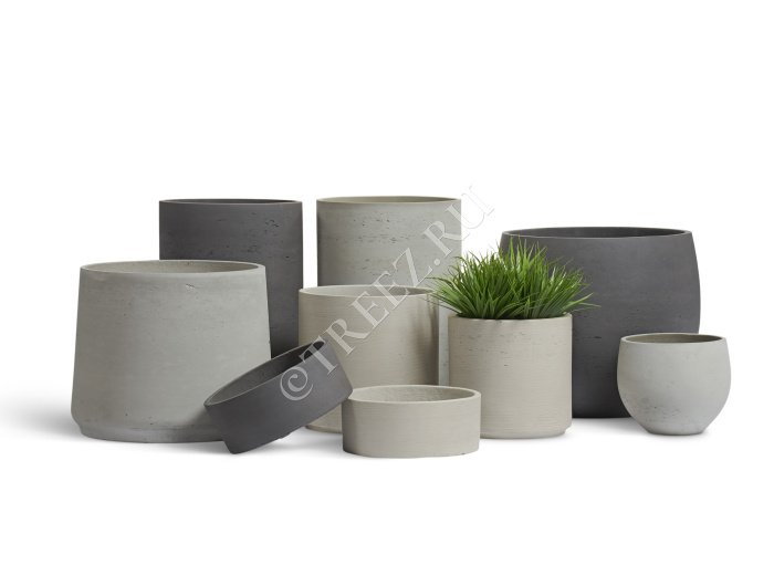 Кашпо TREEZ ERGO - Concrete - Чаша - Тёмно-серый бетон фото