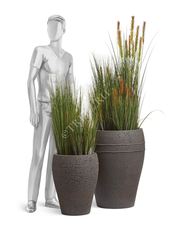 Кашпо TREEZ ERGO - Nero - Амфора - Чёрный туф фото