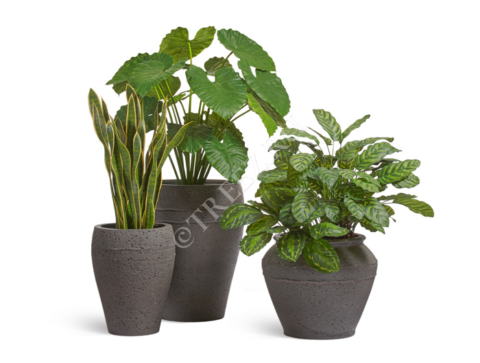 Кашпо TREEZ ERGO - Nero - Чаша-амфора - Чёрный туф фото