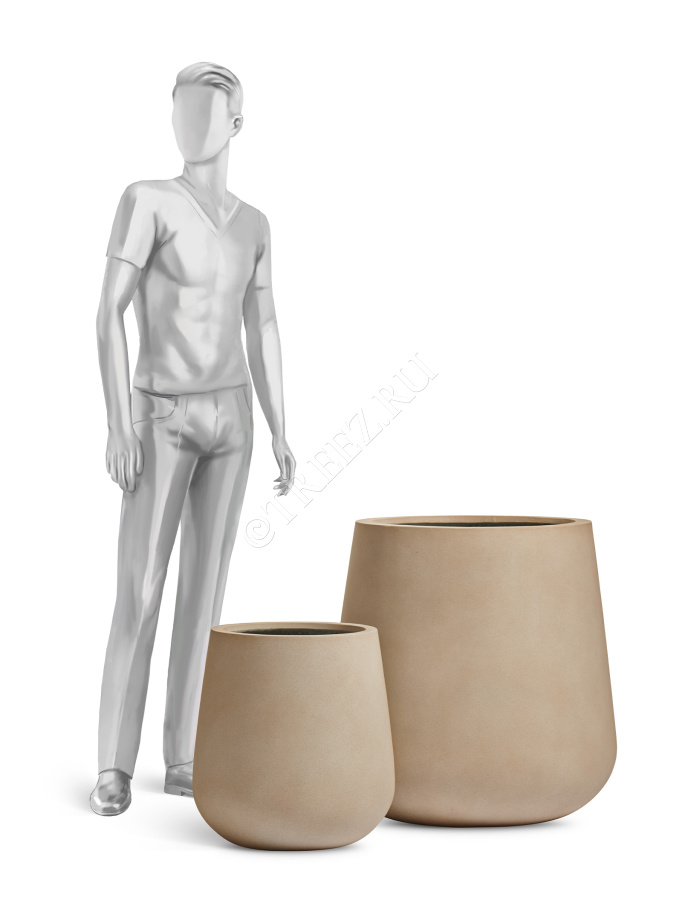 Кашпо TREEZ ERGO - Fine Rock - Design-чаша - Песок тёплый беж фото