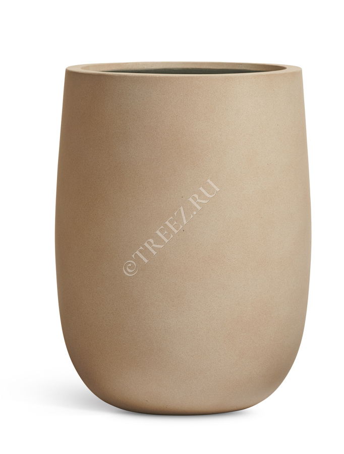 Кашпо TREEZ ERGO - Fine Rock - Высокая округлая чаша - Песок тёплый беж фото