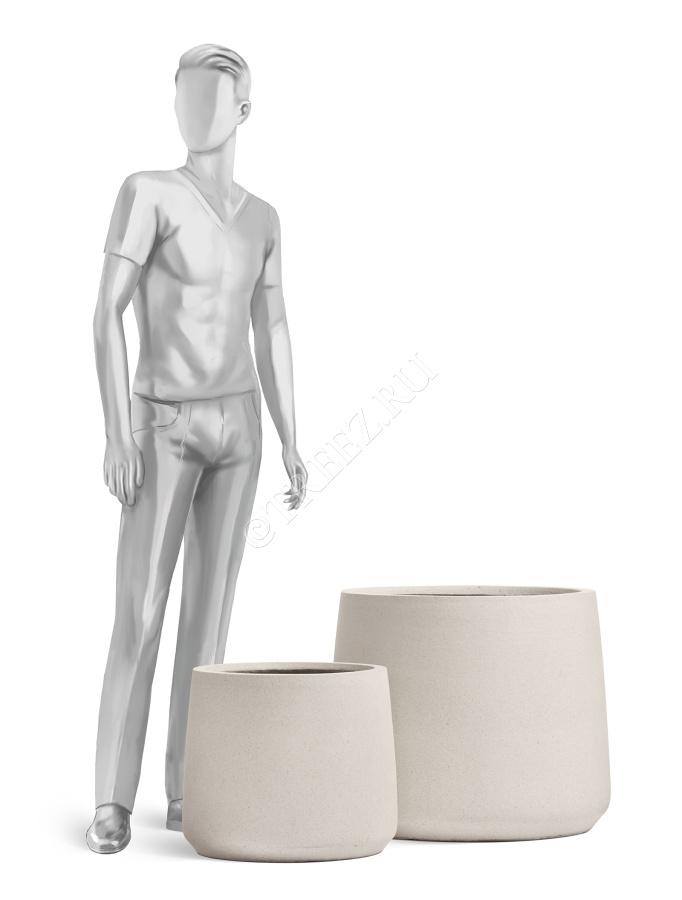 Кашпо TREEZ ERGO - Fine Rock - Чаша Cone - Белый камень фото