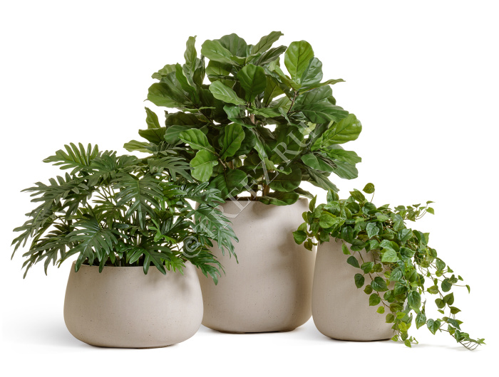 Кашпо TREEZ Effectory - Beton - Design-Чаша - Белый песок фото