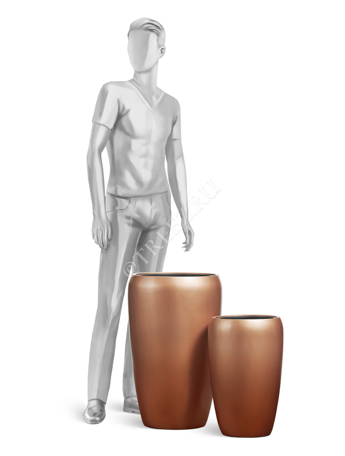 Кашпо TREEZ Effectory - Metal - Высокий округлый конус - Лаковое тёмное золото фото