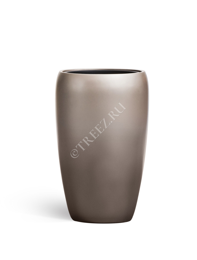Кашпо TREEZ Effectory - Metal - Высокий округлый конус - Лаковое тёмное серебро фото