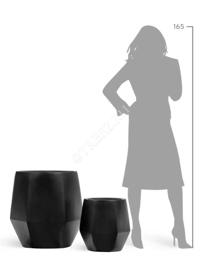 Кашпо TREEZ Effectory - Crystal - Многогранник - Антрацит фото