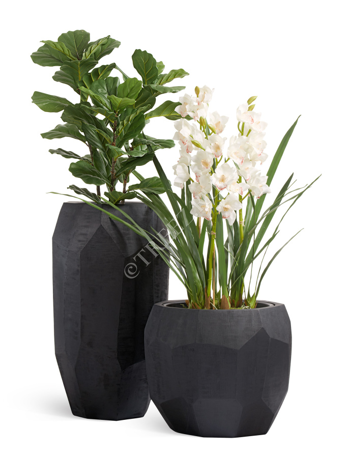 Кашпо TREEZ Effectory - Anthra - Высокий Design-многогранник - Антрацит фото