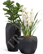 Кашпо TREEZ Effectory - Anthra - Высокий Design-многогранник - Антрацит фото