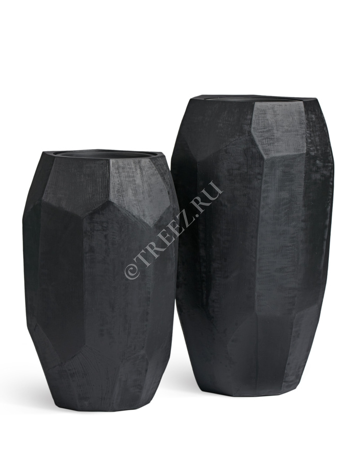 Кашпо TREEZ Effectory - Anthra - Высокий Design-многогранник - Антрацит фото