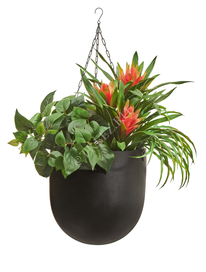 Кашпо TREEZ Effectory - Black Stone - Чаша большая подвесная - Антрацит фото