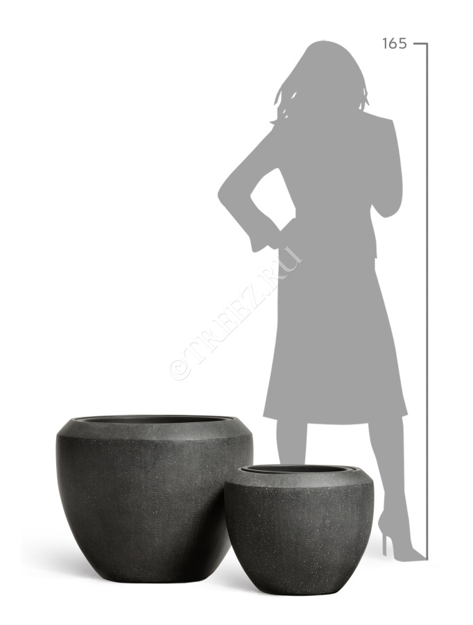 Кашпо TREEZ Effectory - Quartz - Чаша Design - Чёрный кварц фото