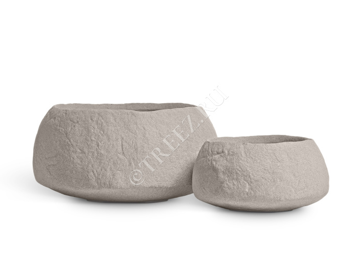 Кашпо TREEZ Effectory - Organic - Низкая чаша - Белый песок фото