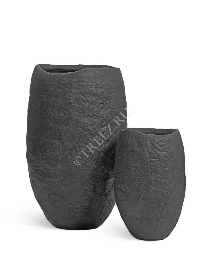 Кашпо TREEZ Effectory - Organic - Высокая чаша - Тёмно-серый камень фото