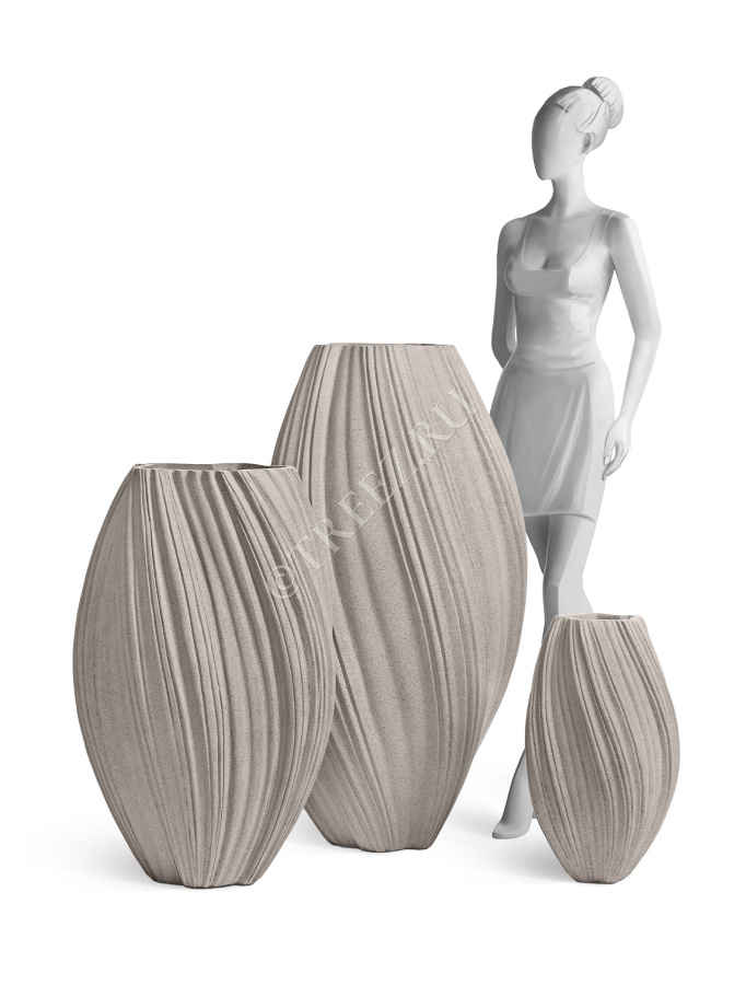 Кашпо TREEZ Effectory - Dune - Высокая Design-ваза - Белый песок фото