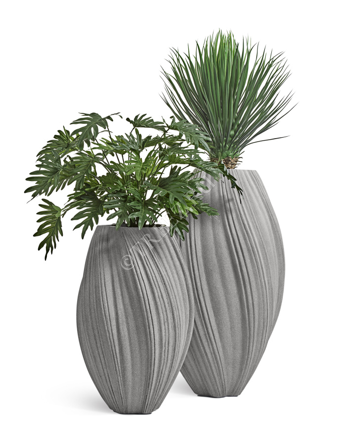 Кашпо TREEZ Effectory - Dune - Высокая Design-ваза - Дымчато-серый песок фото