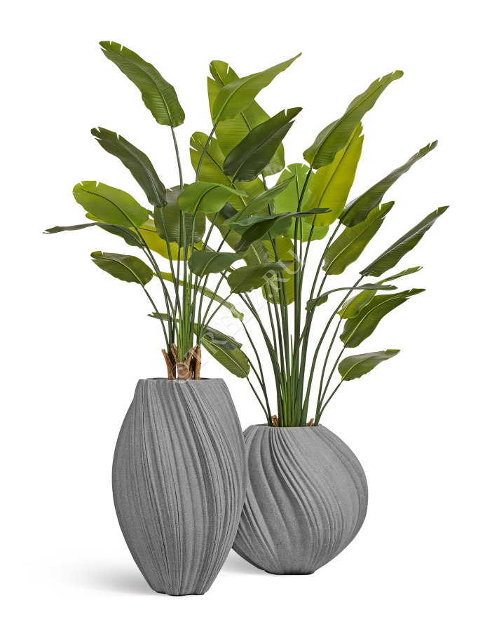 Кашпо TREEZ Effectory - Dune -  Сферическая Design-ваза - Дымчато-серый песок фото