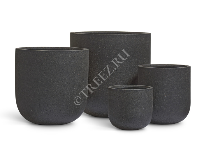 Кашпо TREEZ ERGO - Hard Rock - Цилиндрическая Чаша - Чёрный песок фото