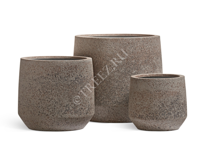 Кашпо TREEZ ERGO - Hard Rock - Трапециевидная чаша - Песок серый беж фото