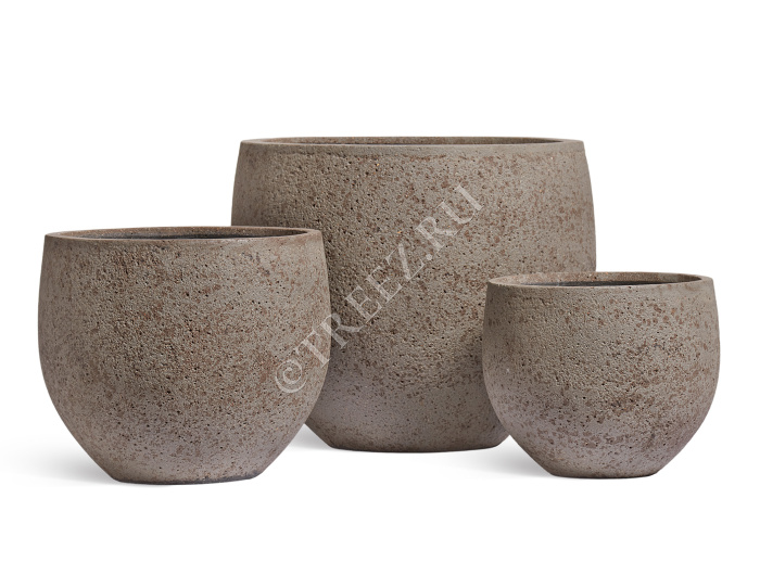 Кашпо TREEZ ERGO - Hard Rock - Сферическая чаша - Песок серый беж фото