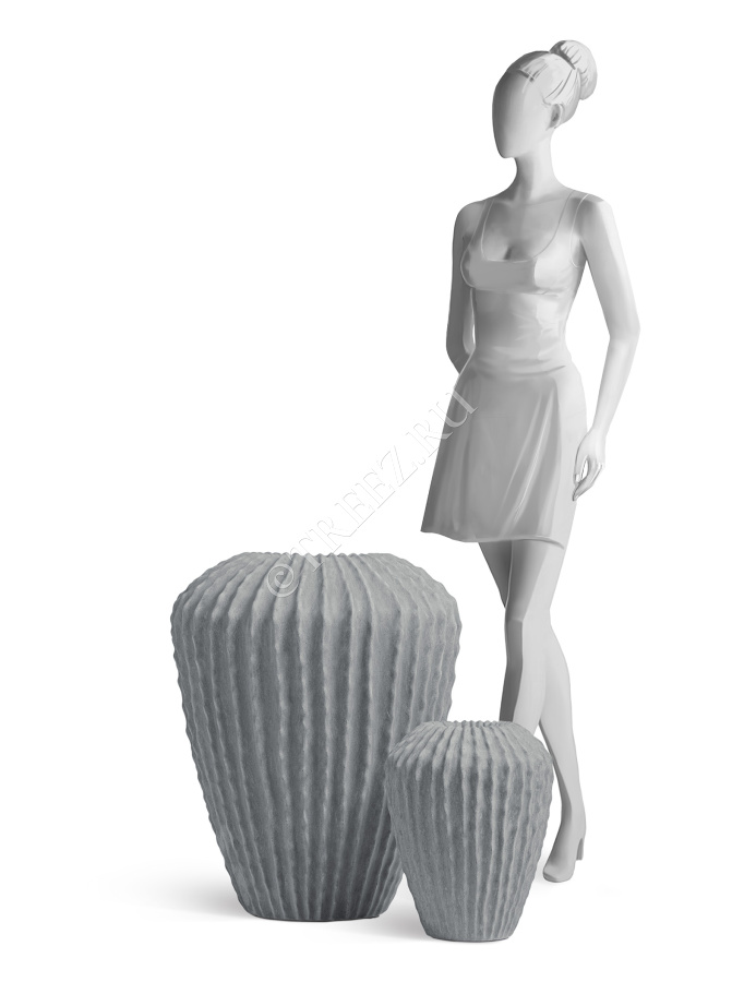 Кашпо TREEZ Effectory - Moho - Высокая Design-ваза - Дымчато-серый песок фото