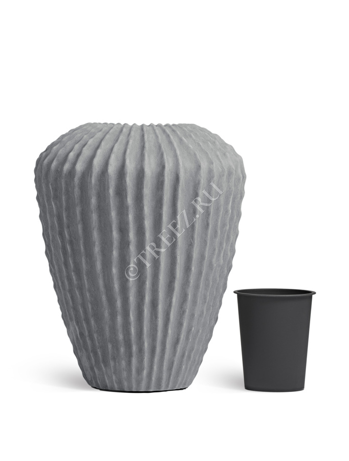 Кашпо TREEZ Effectory - Moho - Высокая Design-ваза - Дымчато-серый песок фото