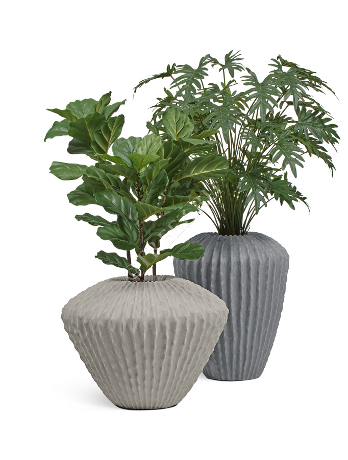 Кашпо TREEZ Effectory - Moho - Высокая Design-ваза - Дымчато-серый песок фото