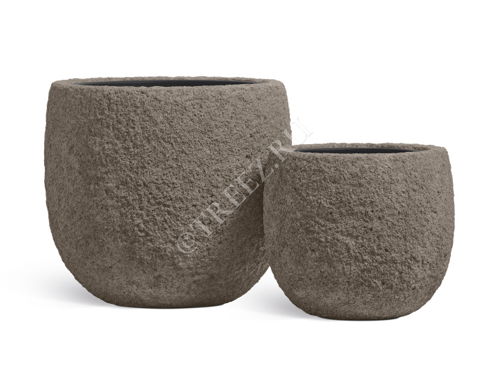 Кашпо TREEZ Effectory - Terra - Чаша classic - Серый беж фото