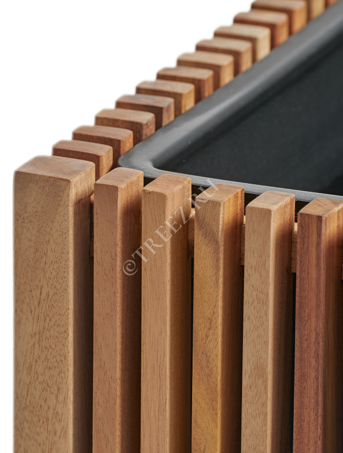 Кашпо TREEZ Effectory - Timberline - Куб - Тёмное дерево фото