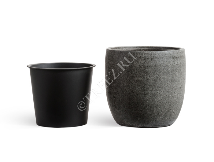 Кашпо TREEZ Effectory - Stone - Округлый конус - Тёмно-серый камень фото