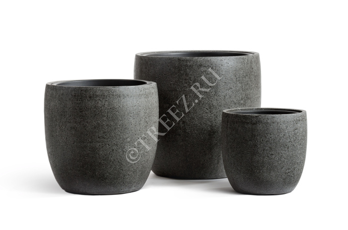 Кашпо TREEZ Effectory - Stone - Округлый конус - Тёмно-серый камень фото
