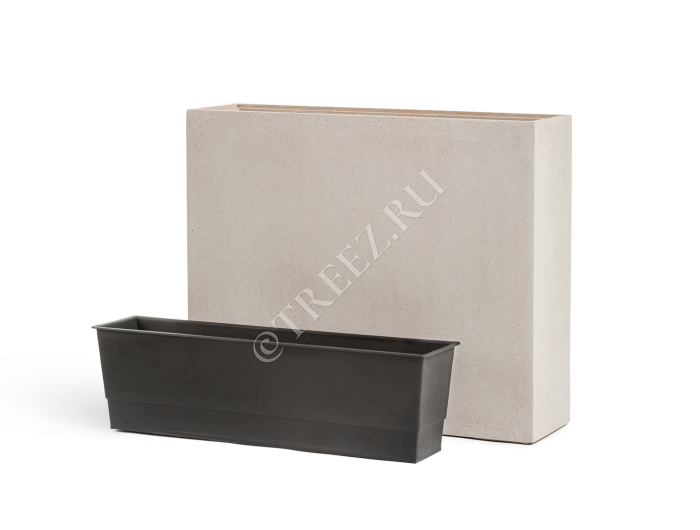 Кашпо TREEZ Effectory - Beton - Высокий Дивайдер - Белый песок фото