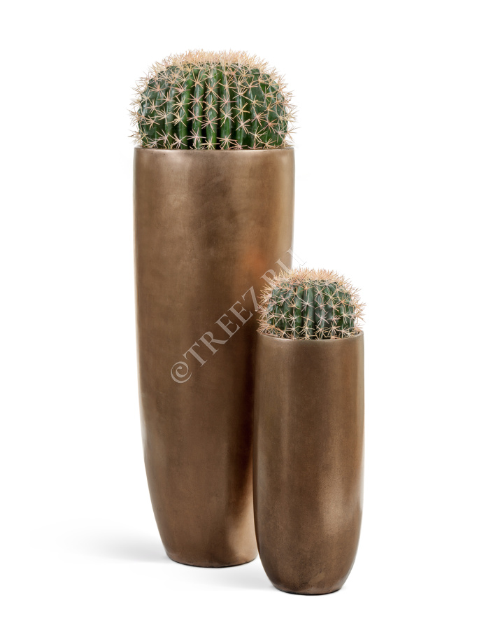 Кашпо TREEZ Effectory - Metal - Высокий округлый конус - Тёмное матовое золото фото