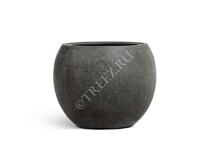 Кашпо TREEZ Effectory - Stone - Большая полусфера - Тёмно-серый камень фото