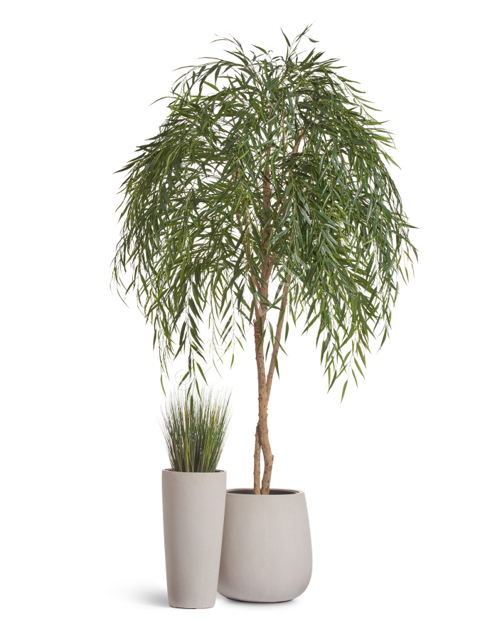 Кашпо TREEZ Effectory - Beton - Высокий конус - Белый песок фото