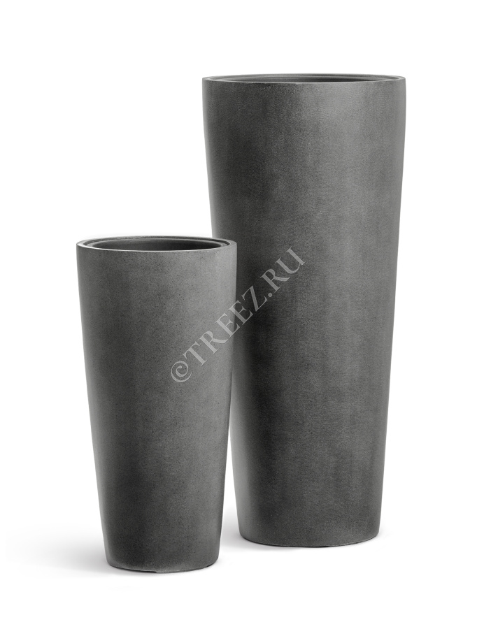 Кашпо TREEZ Effectory - Beton - Высокий конус - Тёмно-серый бетон фото