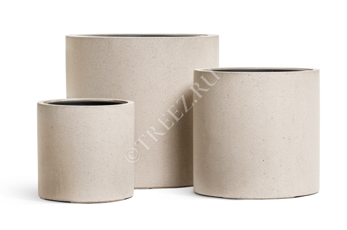 Кашпо TREEZ Effectory - Beton - Цилиндр - Белый песок фото