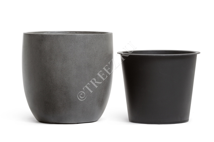 Кашпо TREEZ Effectory - Beton - Округлый конус - Тёмно-серый бетон фото