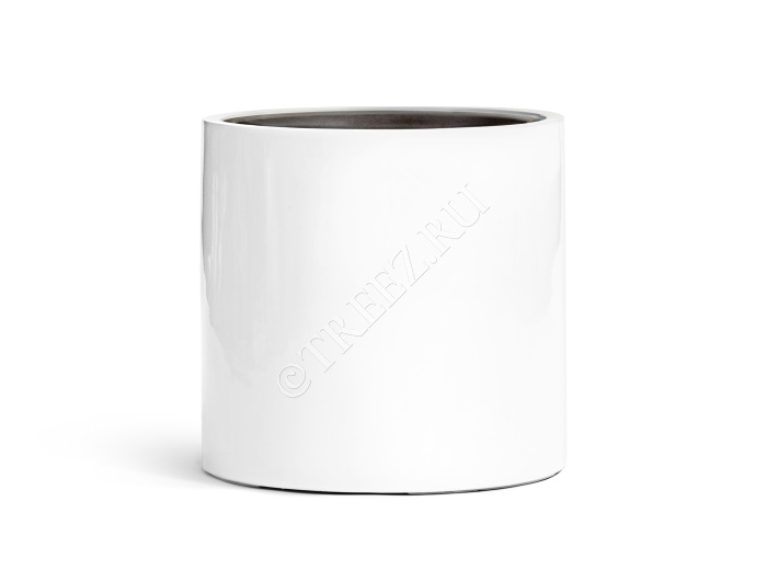 Кашпо TREEZ Effectory - Gloss - Цилиндр - Белый глянцевый лак фото