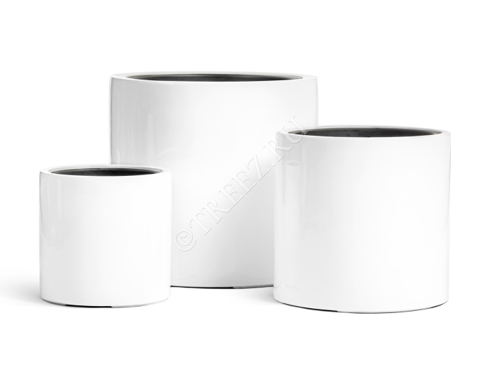 Кашпо TREEZ Effectory - Gloss - Цилиндр - Белый глянцевый лак фото
