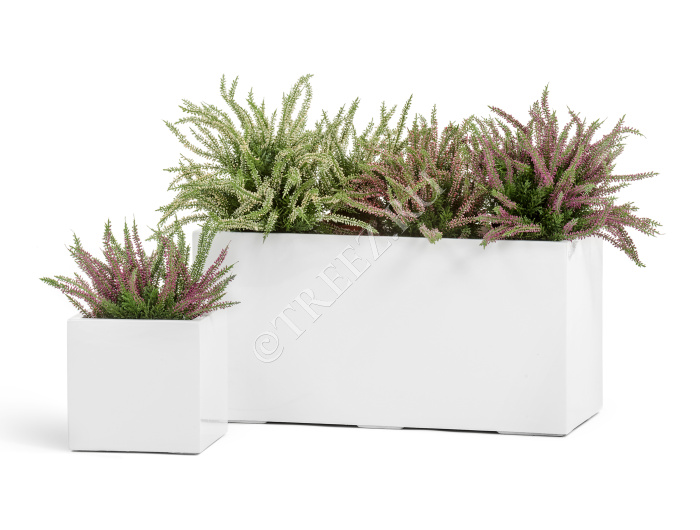 Кашпо TREEZ Effectory - Gloss - Низкий прямоугольник - Белый глянцевый лак фото