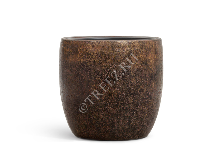 Кашпо TREEZ Effectory - Metal - Конус-чаша - Rough с золотой патиной фото